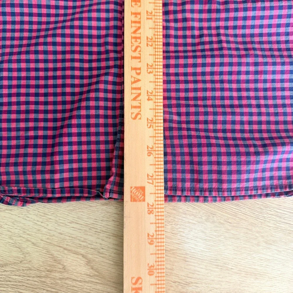Banana Republic Pearl Snap‎ Western Shirt Mens M Pink Gingham Stretch S/S